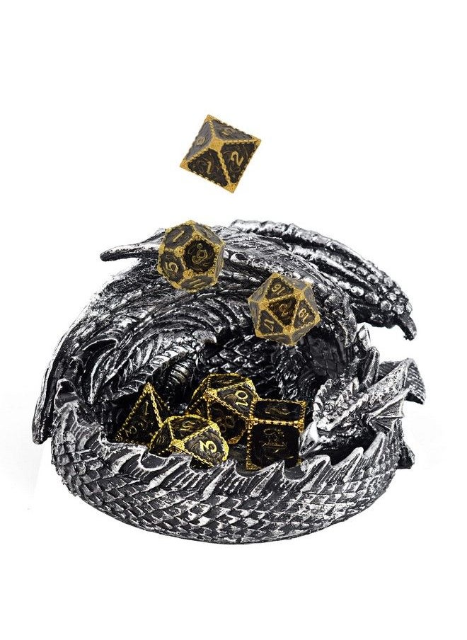 CZYY - Dnd Dragon Dice Tray Holder With Metal Polyhedral Dice Set Fantasy Tabletop Gaming Accessories Props Or Gifts For Dungeon Master Dungeons & Dragons Pathfinder And Rpg - Image 1