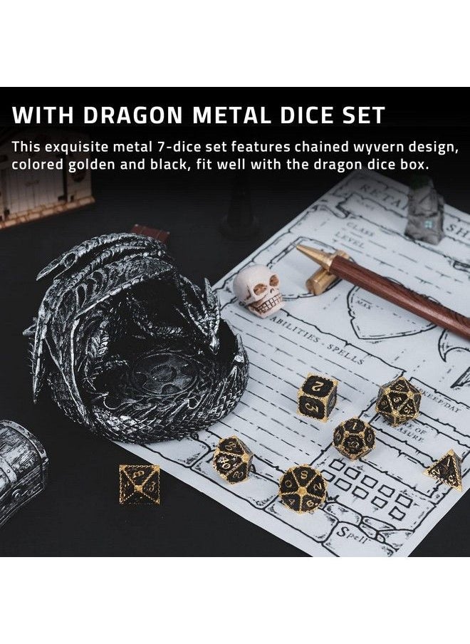 CZYY - Dnd Dragon Dice Tray Holder With Metal Polyhedral Dice Set Fantasy Tabletop Gaming Accessories Props Or Gifts For Dungeon Master Dungeons & Dragons Pathfinder And Rpg - Image 1