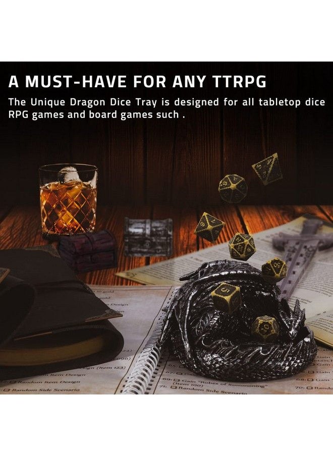 CZYY - Dnd Dragon Dice Tray Holder With Metal Polyhedral Dice Set Fantasy Tabletop Gaming Accessories Props Or Gifts For Dungeon Master Dungeons & Dragons Pathfinder And Rpg - Image 1