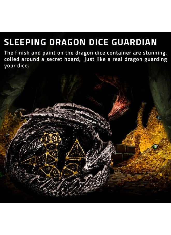 CZYY - Dnd Dragon Dice Tray Holder With Metal Polyhedral Dice Set Fantasy Tabletop Gaming Accessories Props Or Gifts For Dungeon Master Dungeons & Dragons Pathfinder And Rpg - Image 1