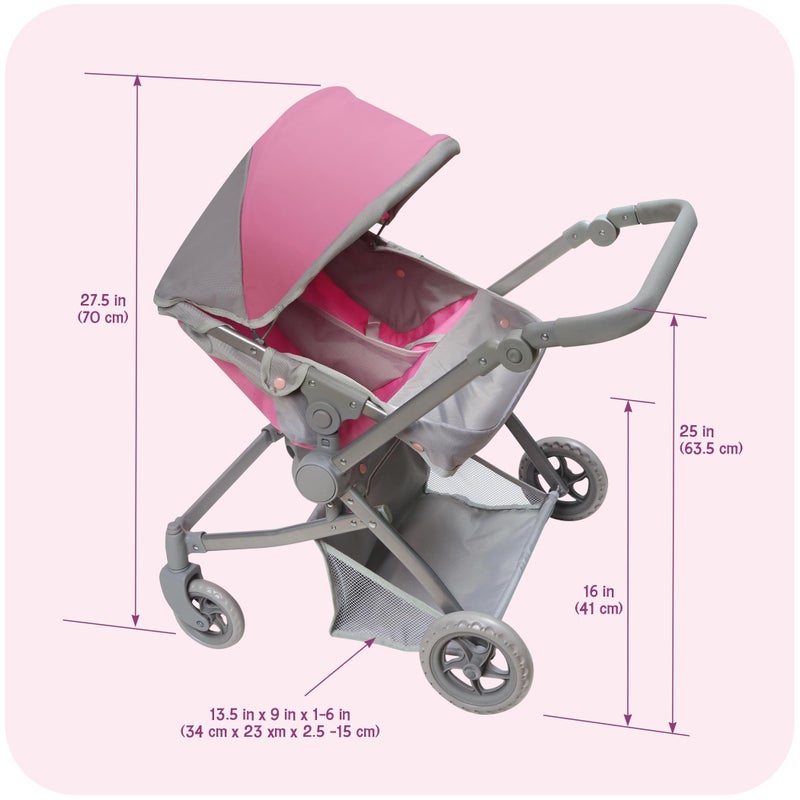Badger Basket Voyage Twin Carriage Doll Stroller for 18 to 20-Inch Dolls with Rotating Pram Handle and Storage Features â€“ Perfect for Little Mommies on The Go! - Image 4