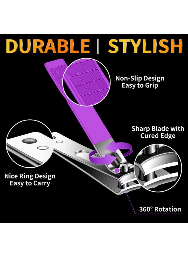 BLESWIN Manicure Set 16Pcs Professional Stainless Steel Pedicure Kit Mens Grooming Kit Fingernail & Toenail Clippers Set Manicure Kit With Luxurious Travel Bag Sharp Nail Scissors And Clipper (Purple) - Image 4