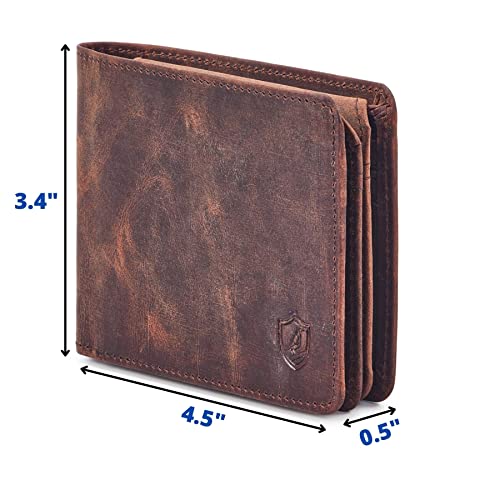 Cochoa Mens Wallet Real Leather Bifold RFID Blocking High Capacity Card Case with 2 ID Window in Gift Box (Crazy Horse, Cognac) - Image 2