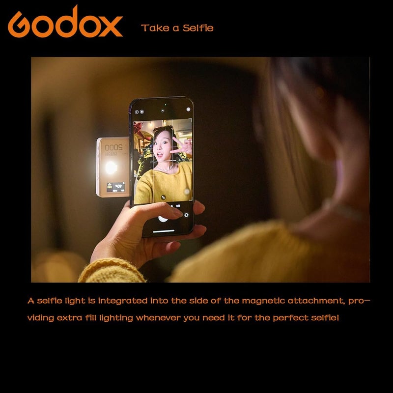 Godox MA5R Full-Color LED Light, Magnetic Selfie Light, CRI95 TLCI97, CCT 1800K–10000K, 14 FX Modes, HSI & GM Adjustment, NFC/Bluetooth Control, 0–100% Dimming, for YouTube/TikTok - Image 5