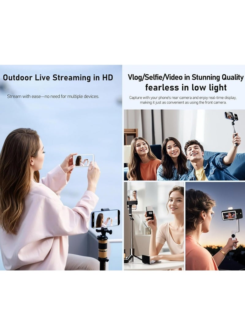 إكس ليفيل شاشة مراقبة سيلفي الهاتف  شاشة سيلفي المغناطيسية  مراقبة سيلفي المرآة  مراقبة الكاميرا الخلفية متوافقة مع هاتف iPhone و Android  اتصال لاسلكي / بلوتوث عن بعد لـ TikTok و Instagram و YouTube تأخير منخفض - Image 3