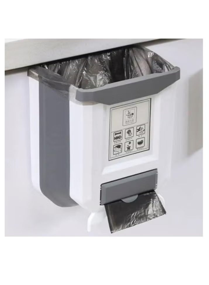 Silicone and reinforced plastic movable trash can – white – trash roll drawer and bag holder – practical kitchen organizer AR - Image 1
