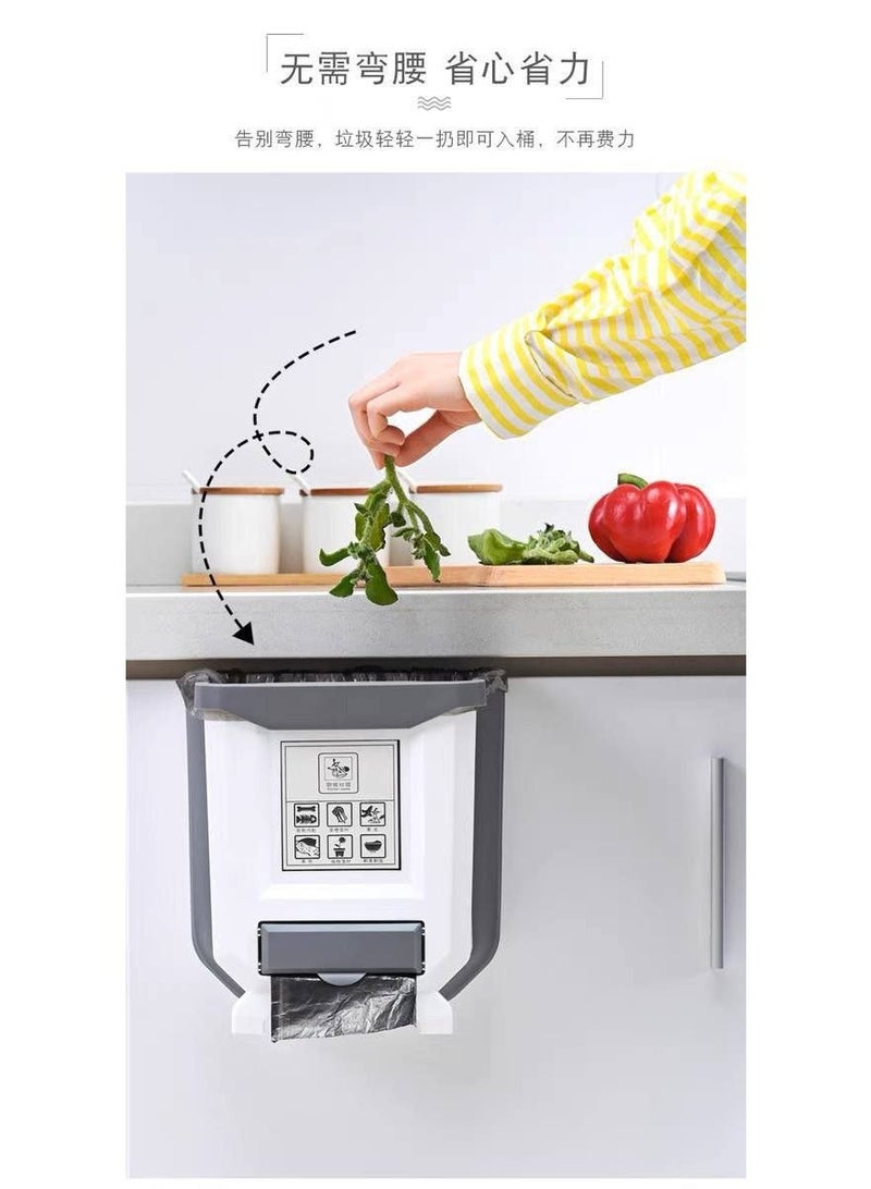 Silicone and reinforced plastic movable trash can – white – trash roll drawer and bag holder – practical kitchen organizer AR - Image 4