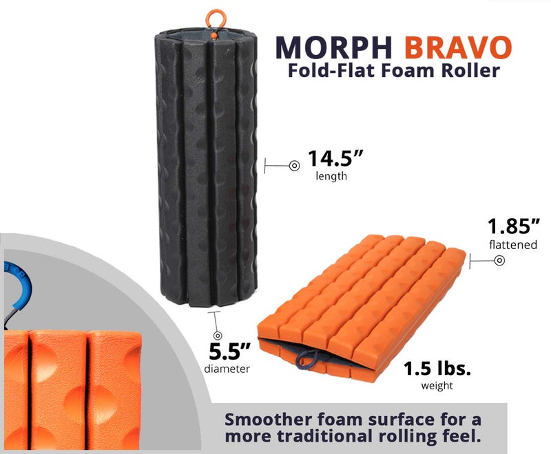 Brazyn Morph Foam Roller: Collapsible Travel Foam Roller for Back Pain Relief, Workout Muscle Recovery, Back Massager, Deep Tissue Leg Massage, Back Cracker (Midnight, Traditional) - Image 2