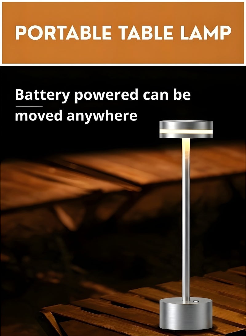 Modern LED Rechargeable Cordless Table Lamp with Touch Sensor, Aluminum Shell, 4000mAh Certified Battery, 3 Levels Brightness, USB-C Charging Port, 3000K Portable Metal Bedside Lamp (Gold) - Image 5