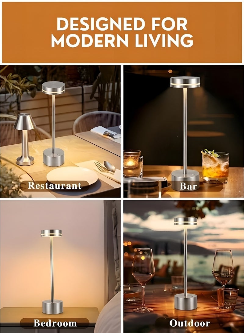 Modern LED Rechargeable Cordless Table Lamp with Touch Sensor, Aluminum Shell, 4000mAh Certified Battery, 3 Levels Brightness, USB-C Charging Port, 3000K Portable Metal Bedside Lamp (Gold) - Image 4