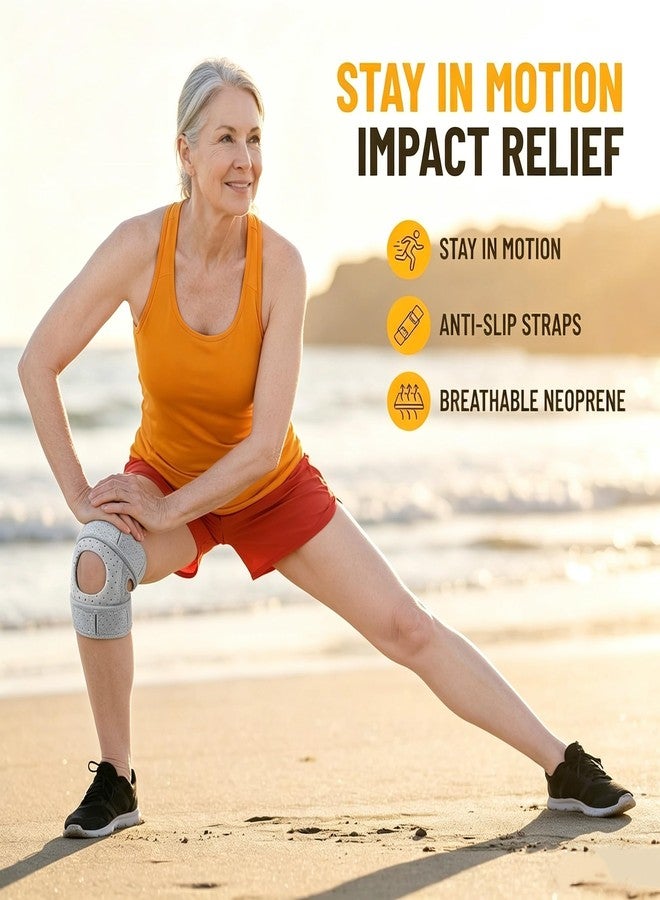 Paiwefil Knee Brace for Women & Men - with Side Stabilizers & Patella Gel Pad Patella Adjustable Support - for Injuries Meniscus Tear,Recovery,Runnings,Sports,and Workouts (Gray) - Image 2