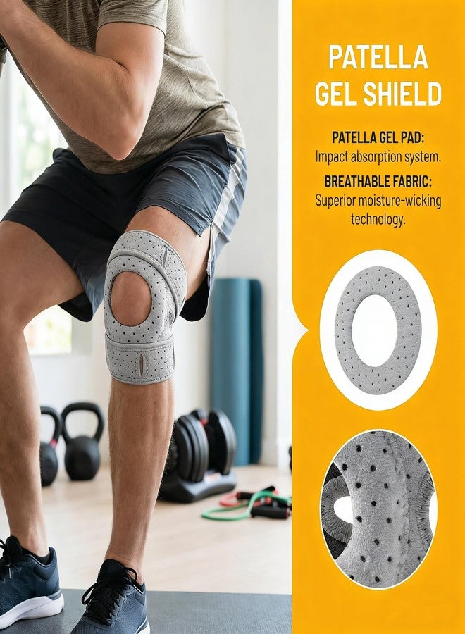 Paiwefil Knee Brace for Women & Men - with Side Stabilizers & Patella Gel Pad Patella Adjustable Support - for Injuries Meniscus Tear,Recovery,Runnings,Sports,and Workouts (Gray) - Image 3