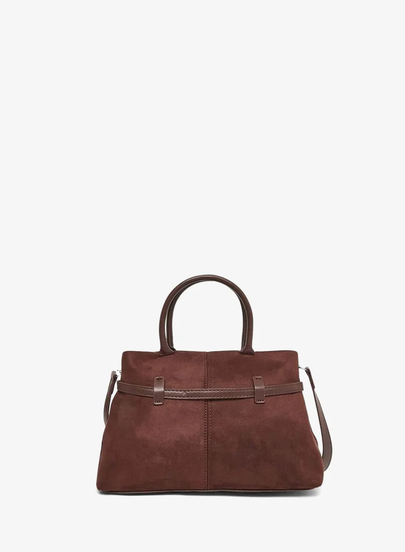 Styli Styli Coffee Brown Suede Look Belted Bag