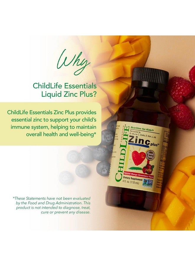 CHILDLIFE ESSENTIALS Liquid Zinc Plus - Zinc for Kids, Zinc Supplements, Zinc Drops, Pure Zinc Liquid, Toddler Zinc, Zinc Gluconate & Copper, Immune Support - Mango Strawberry, 4 Fl Oz (Pack of 1) - Image 2