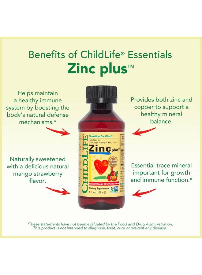 CHILDLIFE ESSENTIALS Liquid Zinc Plus - Zinc for Kids, Zinc Supplements, Zinc Drops, Pure Zinc Liquid, Toddler Zinc, Zinc Gluconate & Copper, Immune Support - Mango Strawberry, 4 Fl Oz (Pack of 1) - Image 4