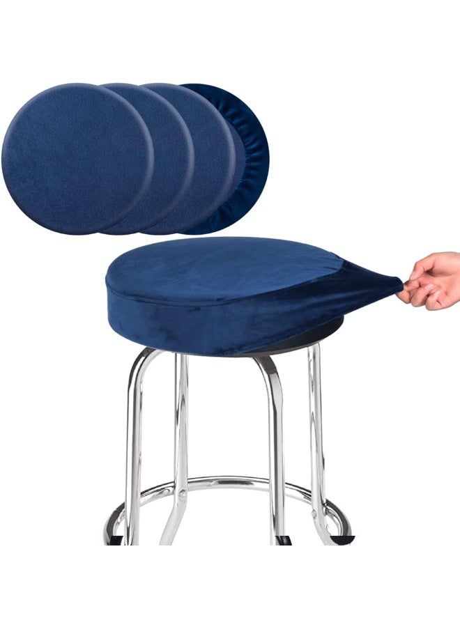 SINOSSO SINOSSO 4 Pcs Bar Stool Covers, Super Soft Velvet Dia.11-13" Round Stretchy Washable Dustproof Slipcover for Upholstered Furniture (S, Navy Blue,4 Counts)  - Image 1