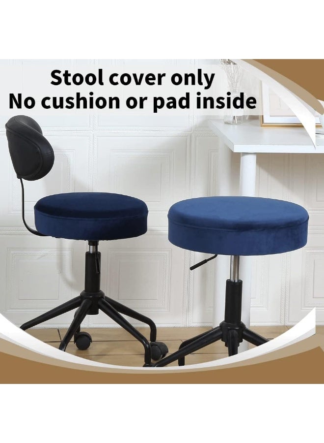 SINOSSO SINOSSO 4 Pcs Bar Stool Covers, Super Soft Velvet Dia.11-13" Round Stretchy Washable Dustproof Slipcover for Upholstered Furniture (S, Navy Blue,4 Counts)  - Image 2
