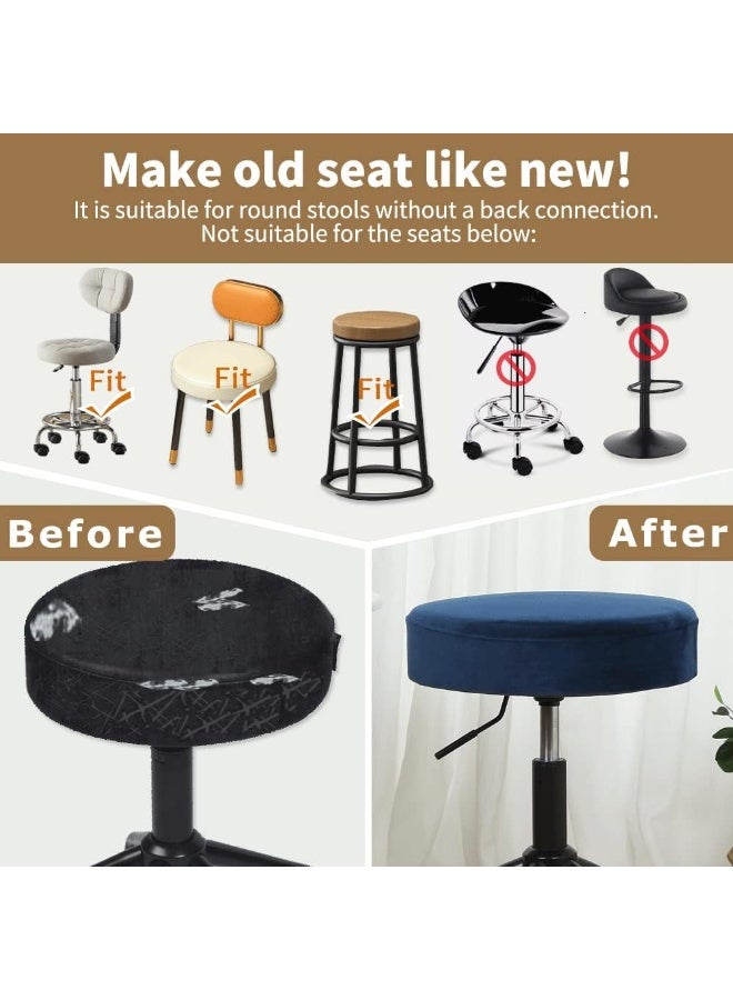 SINOSSO SINOSSO 4 Pcs Bar Stool Covers, Super Soft Velvet Dia.11-13" Round Stretchy Washable Dustproof Slipcover for Upholstered Furniture (S, Navy Blue,4 Counts)  - Image 5