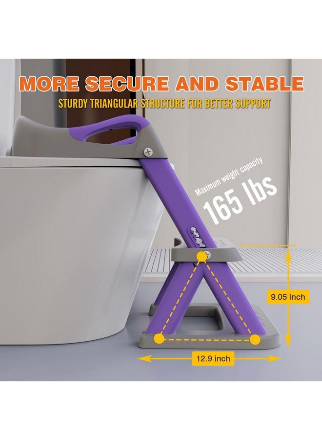 SKYROKU SKYROKU 8868 Potty Training Seat with Step Stool - Adjustable Height, Non-Slip, Splash-Proof, Foldable 2-in-1 Toddler Potty Seat with Armrests and Replaceable Cushion - Fits Most Toilets (Purple)  - Image 2
