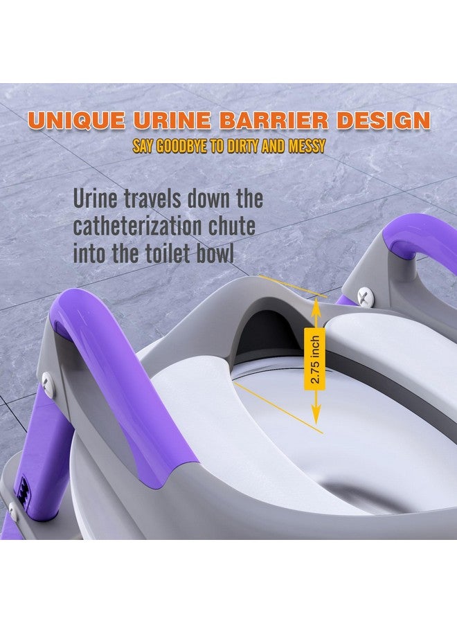 SKYROKU SKYROKU 8868 Potty Training Seat with Step Stool - Adjustable Height, Non-Slip, Splash-Proof, Foldable 2-in-1 Toddler Potty Seat with Armrests and Replaceable Cushion - Fits Most Toilets (Purple)  - Image 4