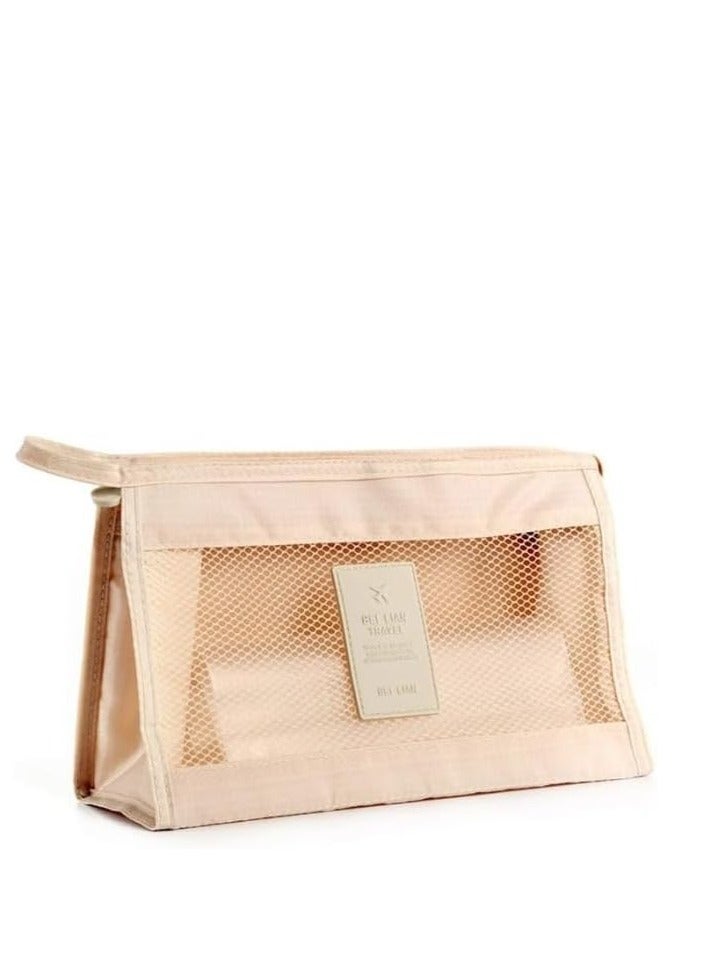 Happy Home Zipper Mesh Bags, Widened Pencil Case, Beauty Makeup Cosmetic Accessories Organizer, Travel Toiletry Kit Set Storage Pouch, Assorted Colors - Image 1