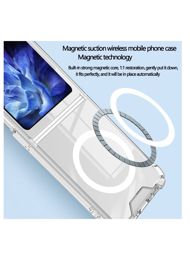 Compatible with Samsung Galaxy Z Flip5 Case Protective Cover Magnetic Case Slim Transparent Flexible TPU Shockproof Magsafe Back Phone Case