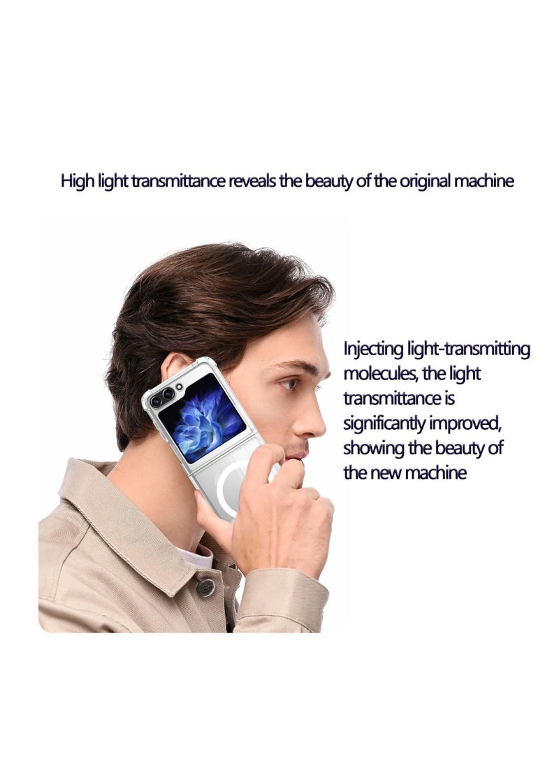 Compatible with Samsung Galaxy Z Flip5 Case Protective Cover Magnetic Case Slim Transparent Flexible TPU Shockproof Magsafe Back Phone Case