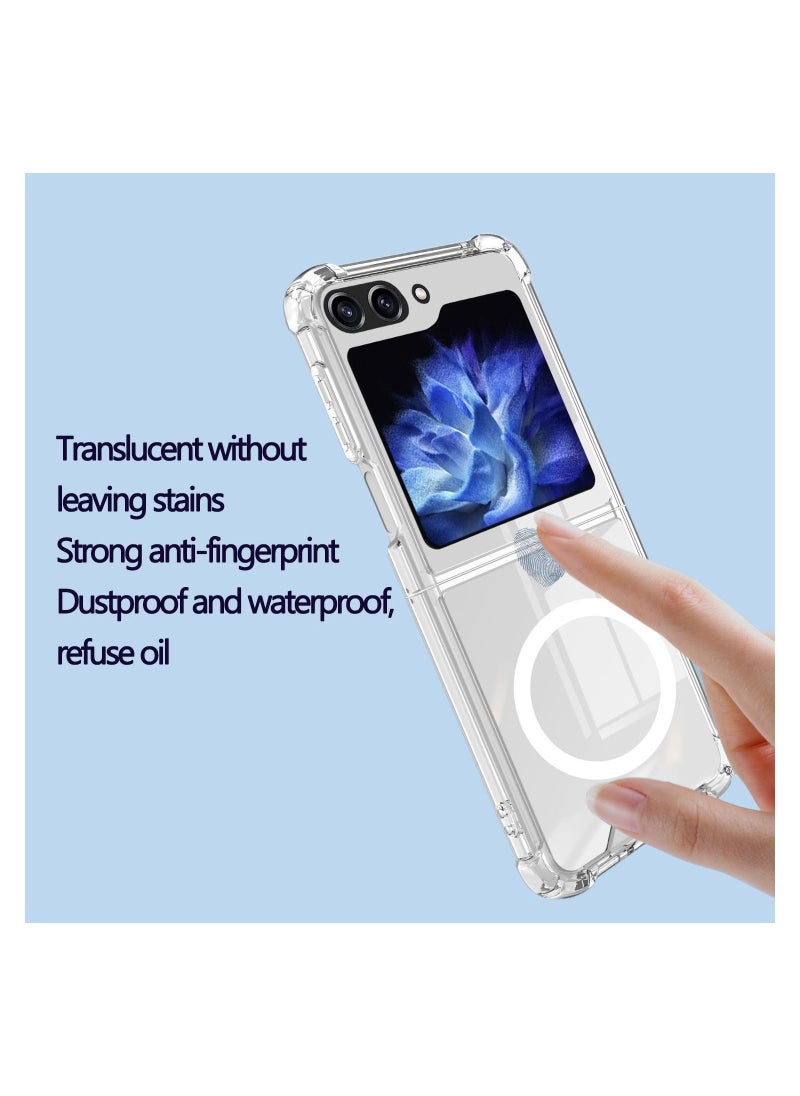 Compatible with Samsung Galaxy Z Flip5 Case Protective Cover Magnetic Case Slim Transparent Flexible TPU Shockproof Magsafe Back Phone Case