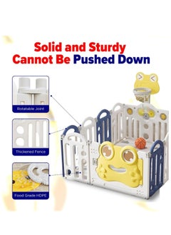 Piccasio Baby Playpen 120x120 cm, Foldable Toddler Play Yard with Gate and Game Board, Safe Infant Activity Center, Expandable Playpen, Play Fence & Play Barrier for Kids  - Image 3