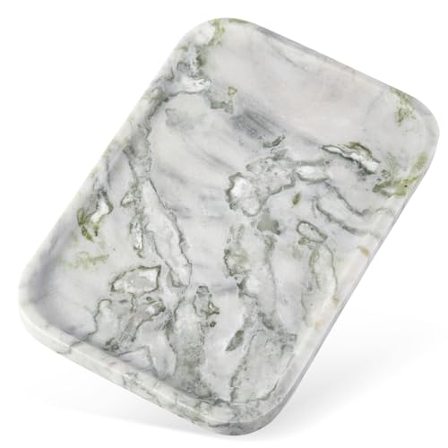 Karibiber Luxury Marble Vanity Tray, Bathroom Tray Countertop, Bianco Marble/Stone, Home Decorative Dresser Organizer, Storage for Kitchen Sink, Perfume Jewelry Holder(Green&White) - Image 3