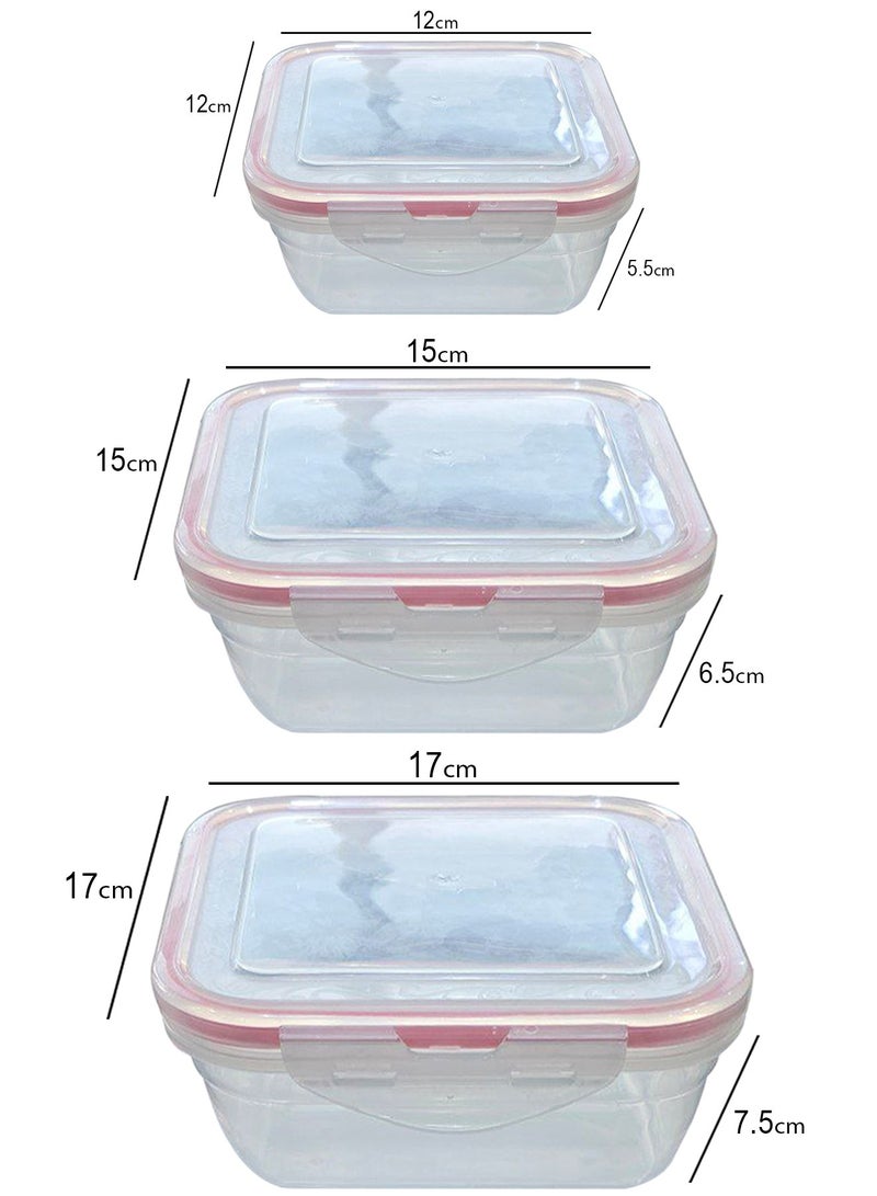 CATANES Lunch Box Plastic 3Piece Rectangular Click-N-Lock Collection 6 Pc. Food Container - Image 1