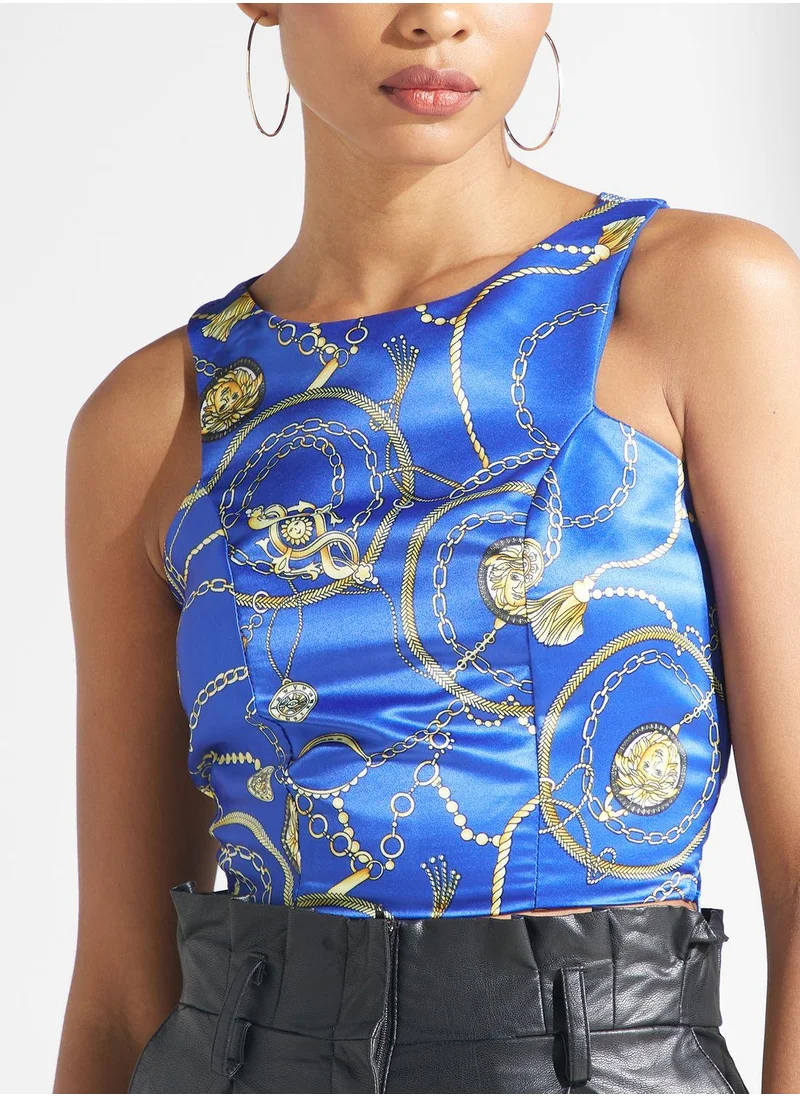 Golden Apple Crew Neck Crop Top
