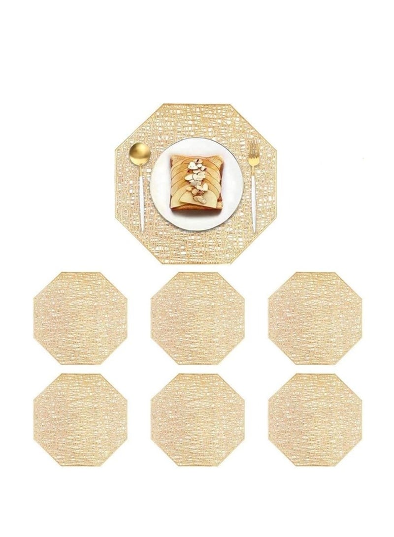 بتيمفم مجموعة مفارش طاولة مثمنة ذهبية - Image 2