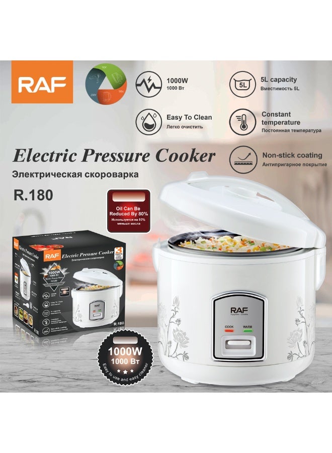 RAF Rice Cooker 5L – 900W Digital Multi-Cooker with Non-Stick Inner Pot, Even-Heat Temperature Control, One-Touch Operation, Healthy Low-Oil Cooking & Easy Clean Design - Image 5