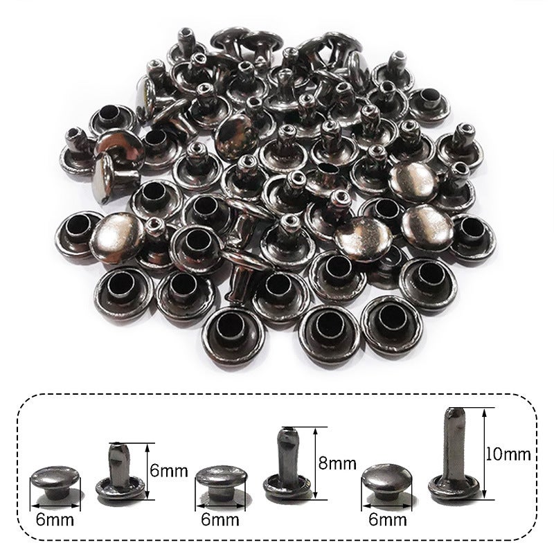 DIY Round Alloy Double-Sided Rivets for Belts Gun color 