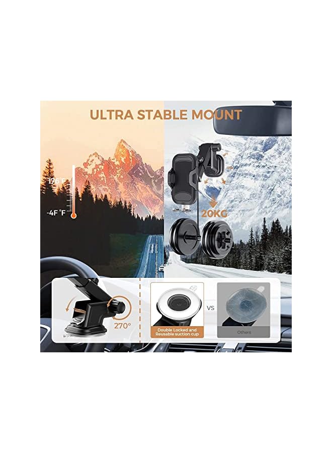 Green Tiger Car Phone Holder, Long Extended Arm Smartphone Mount Clip for Car Dashboard Windshield with 360° Rotation Tray 270° Adjustable Angle Stable Dual Locked Suction Cup fit Mobile Cellphones Vehicles - Image 3