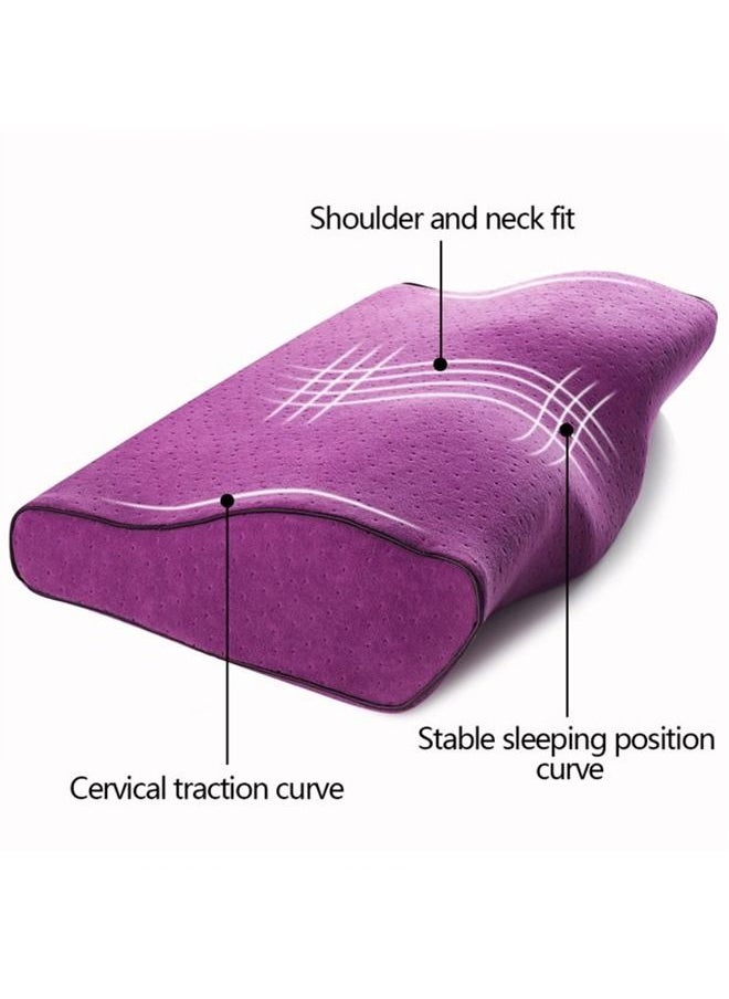 Arabest - Contour Memory Foam Pillow for Neck Pain Relief for Side Back Stomach Sleepers Purple - Image 1