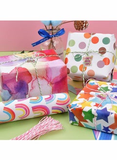 KASTWAVE Birthday Wrapping 6 Pack Gift Wrap Paper with Ribbon Sticker and Tape for Birthday Wedding Graduation Boy Girl kid baby Men Women All Occasion  - Image 2