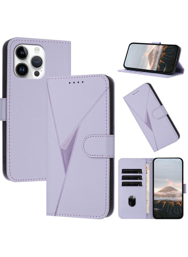 S-TOP Case For iPhone 15 Pro Max Triangle Pattern Buckle Clasp Leather Phone Case - Image 1
