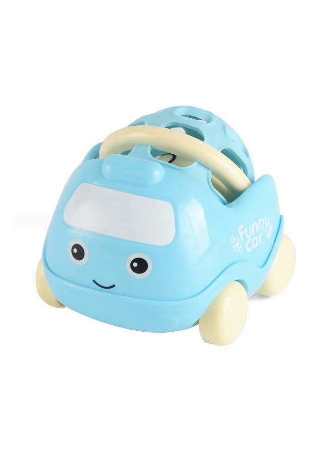 Cartoon Busy Car Sensory Toy for Babies – Inertia-Powered Sliding Taxi, Soft Rubber Teething Toy with Fun Sounds – Interactive Early Education Toy for Toddlers, Sensory Stimulation, Safe Toy for Babies 6+ Months (Random Color: Green/Blue)  - Image 2
