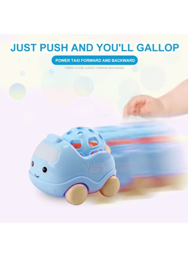 Cartoon Busy Car Sensory Toy for Babies – Inertia-Powered Sliding Taxi, Soft Rubber Teething Toy with Fun Sounds – Interactive Early Education Toy for Toddlers, Sensory Stimulation, Safe Toy for Babies 6+ Months (Random Color: Green/Blue)  - Image 3
