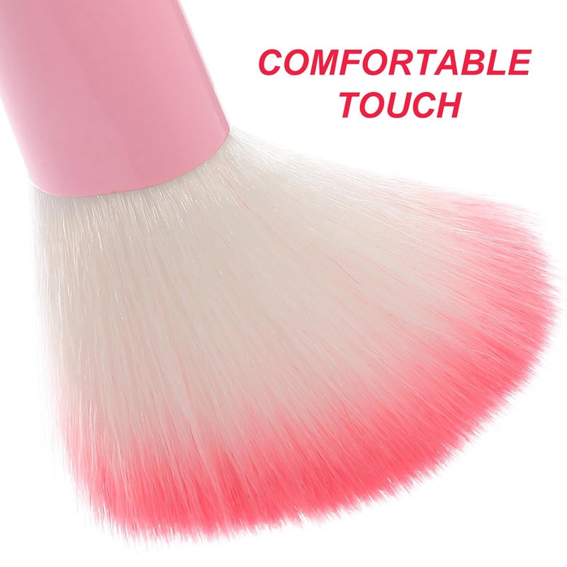 5 Pcs Makeup Brushes Pink Metal Handle Lightweight Cosmetic Brushes for Foundation Concealer Eyeshadow Blush Contouring Portable - Image 4