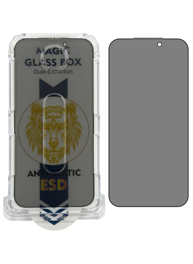 ESD 2 Pieces Privacy Tempered Glass for iPhone 17 Pro Max - Magic Glass Box Easy Installation - Anti-Spy Full Cover - Image 3