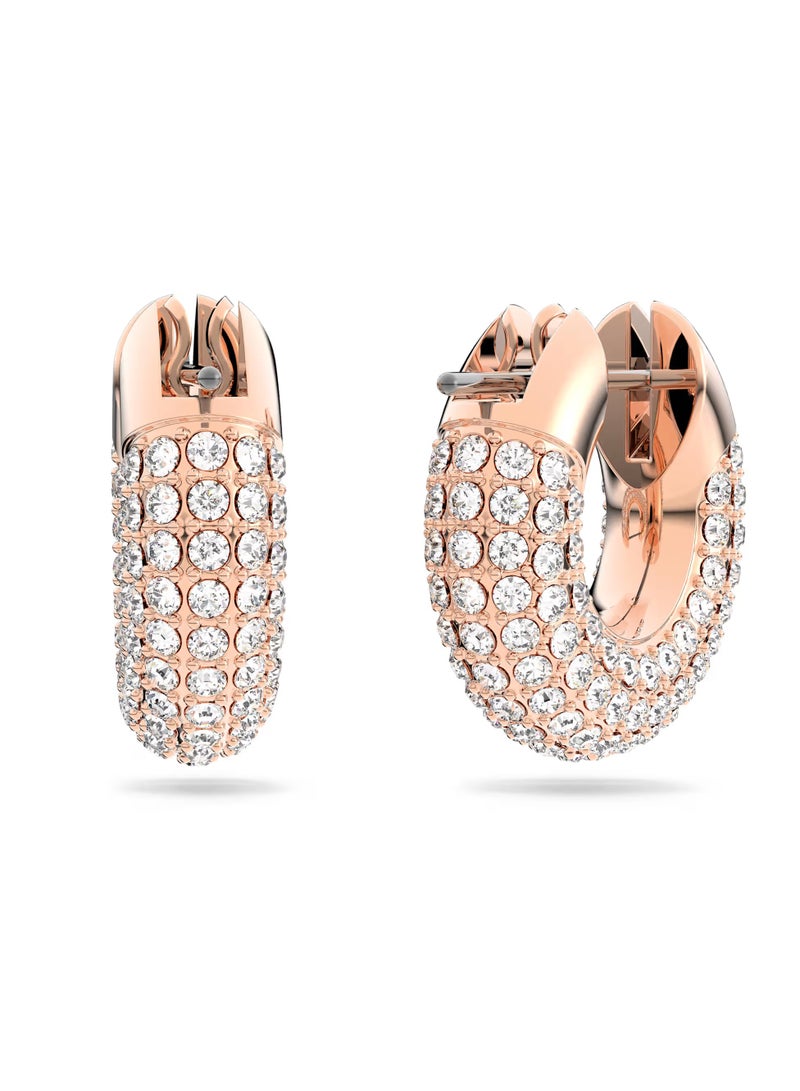 Swaro Dextera Large Hoop Earrings Small, White, Rose-gold tone plated-5636531  - Image 2