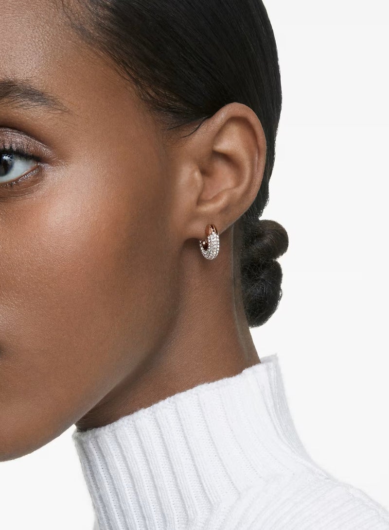 Swaro Dextera Large Hoop Earrings Small, White, Rose-gold tone plated-5636531  - Image 3