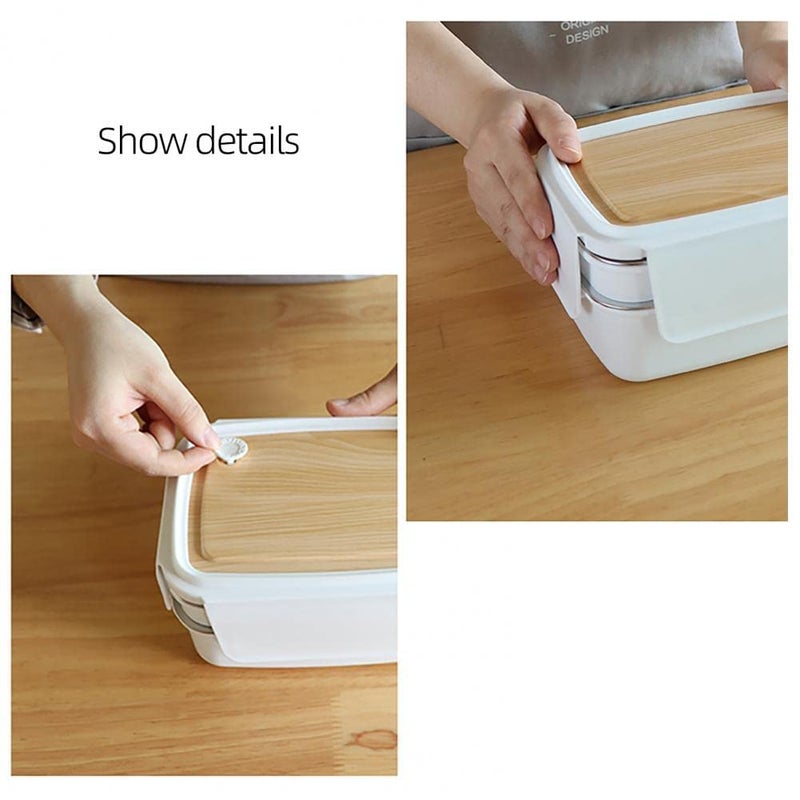 SEASPIRIT Wooden Lunch Box for Kids Insulated Lunch Box Stainless Steel Handy Lunch Box with Wooden Style lid Tiffin Box for Boys, Girls, School & Office Men 800ml (Pack of 1) - Image 3