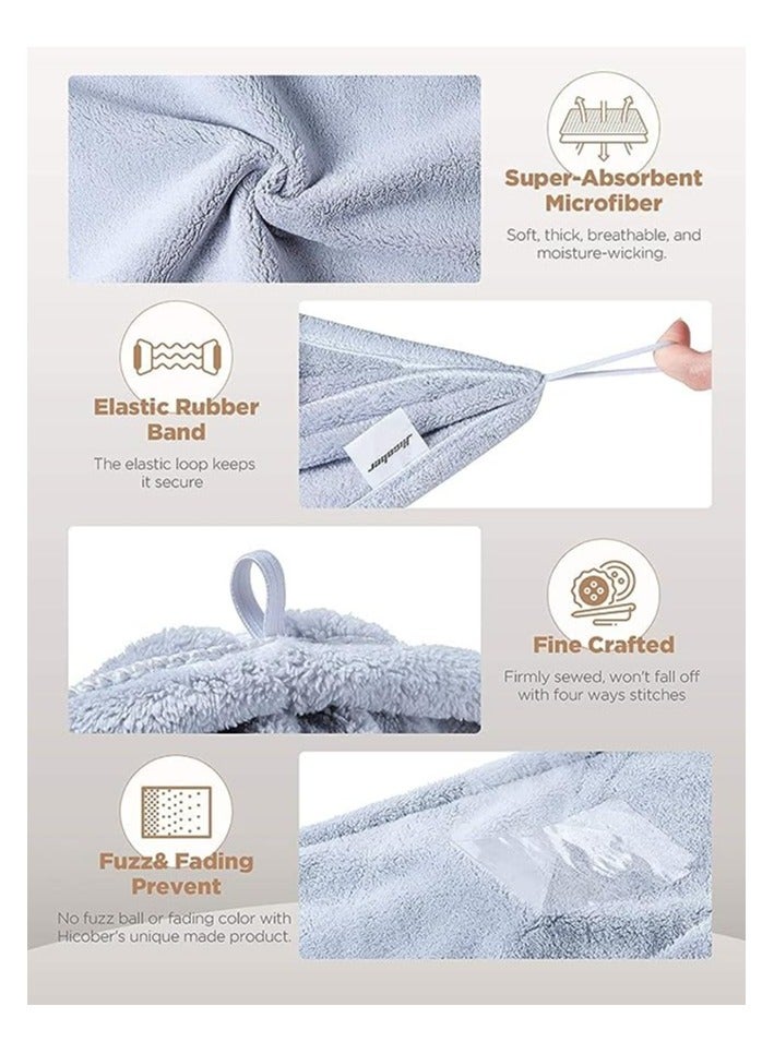 Fanski Microfiber Hair Towel, 3 Packs Hair Turbans for Wet Hair, Drying Hair Wrap Towels for Curly Hair Women Anti Frizz (Blue,Grey,Pink) - Image 2
