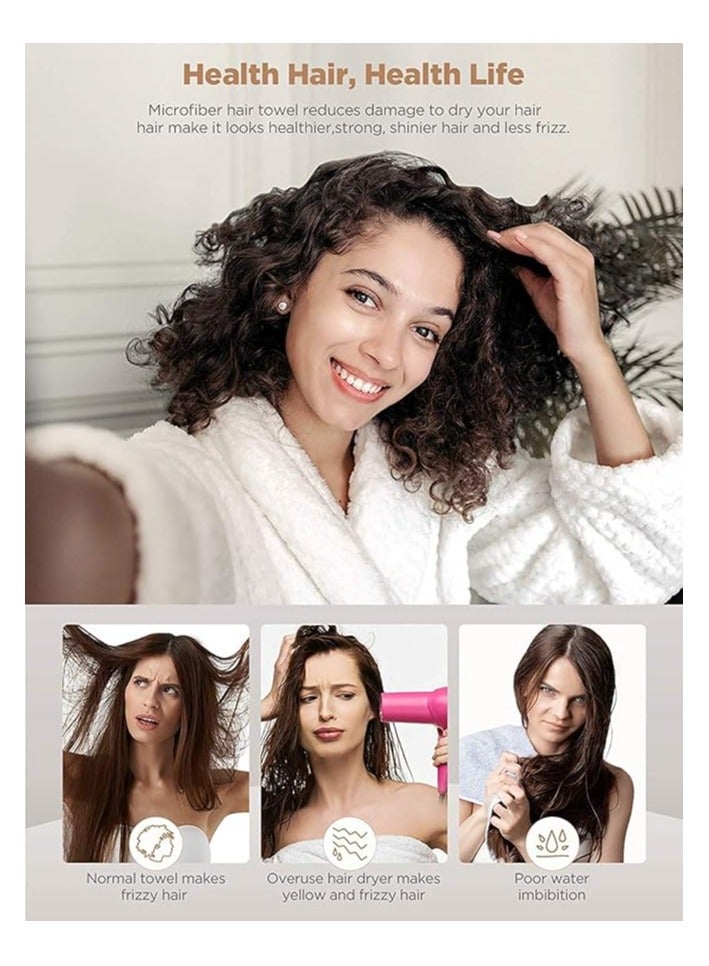 Fanski Microfiber Hair Towel, 3 Packs Hair Turbans for Wet Hair, Drying Hair Wrap Towels for Curly Hair Women Anti Frizz (Blue,Grey,Pink) - Image 5