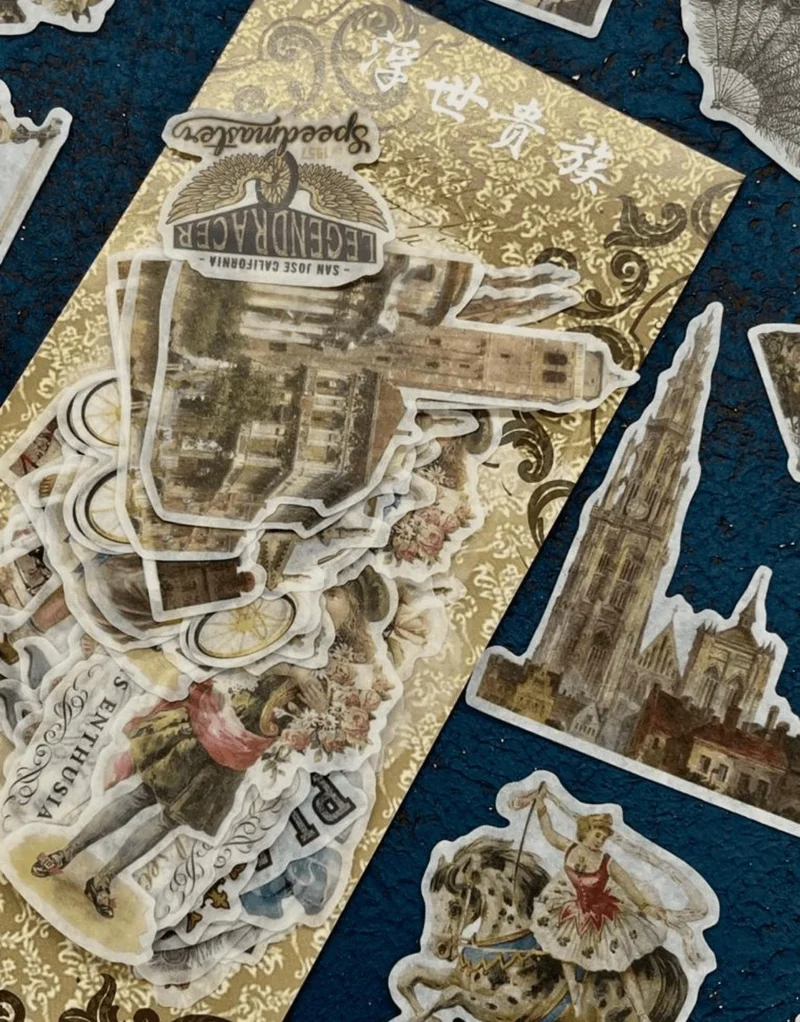 كاغيت جيمي دوكان Paper Ship Shop Vintage Victorian Art 60 Piece Sticker Set/decal/label/bullet Journal/scrapbook