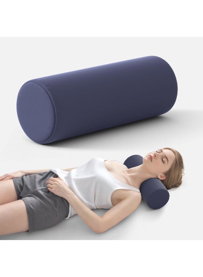 Forcanby Neck Roll Pillow for Neck Pain Relief - Memory Foam Neck Support Pillow for Bed | Round Neck Pillow for Sleeping, 15.7 * 6 * 6inch ((Navy-Blue) - Image 1
